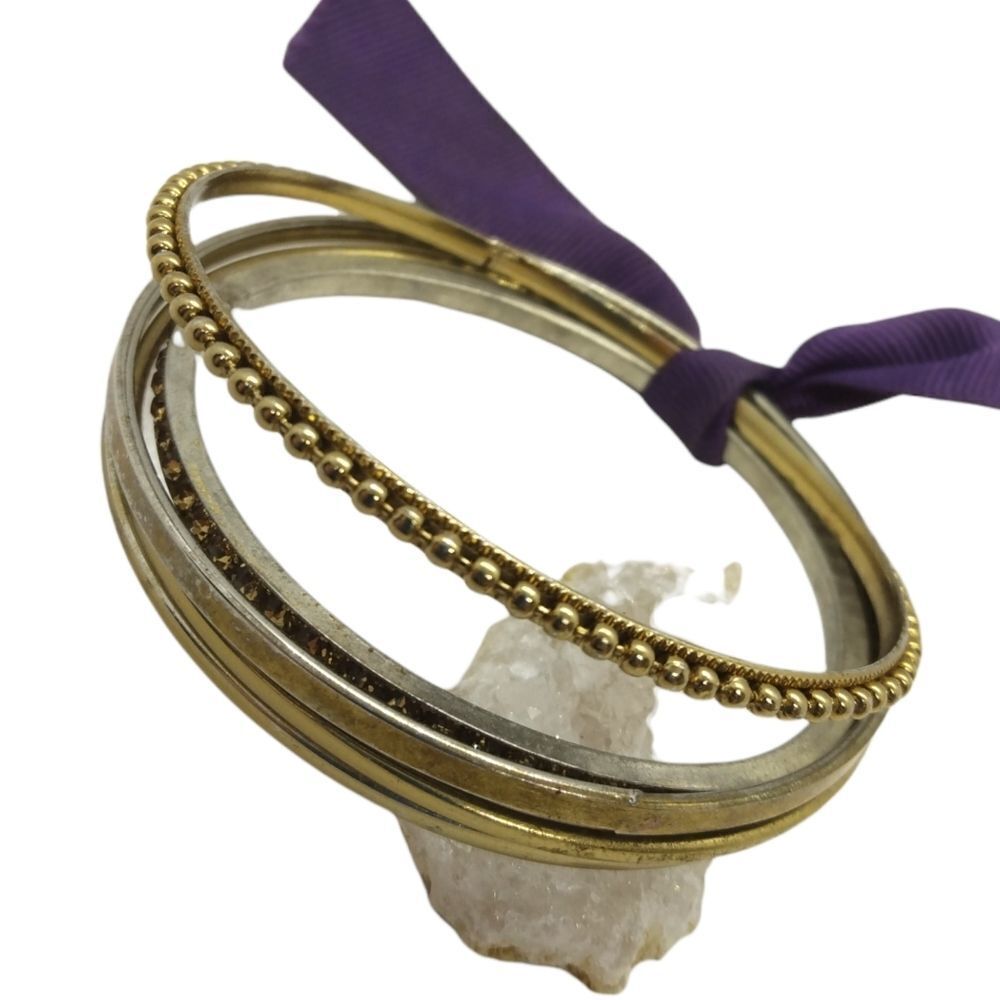 Gold toned glitter bracelet bundle‎